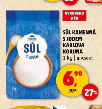 Sůl kamenná s jodem Karlova Koruna 1 kg - Penny Market aktualniletaky.eu