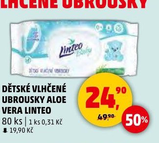 DĚTSKÉ VLHČENÉ UBROUSKY ALOE VERA LINTEO 80 ks - Penny Market aktualniletaky.eu