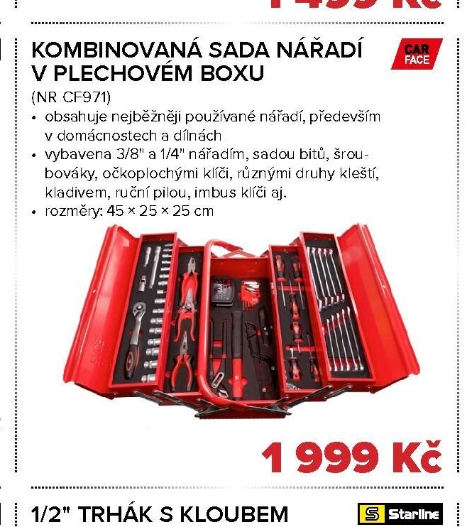 KOMBINOVANÁ SADA NÁŘADÍ V PLECHOVÉM BOXU