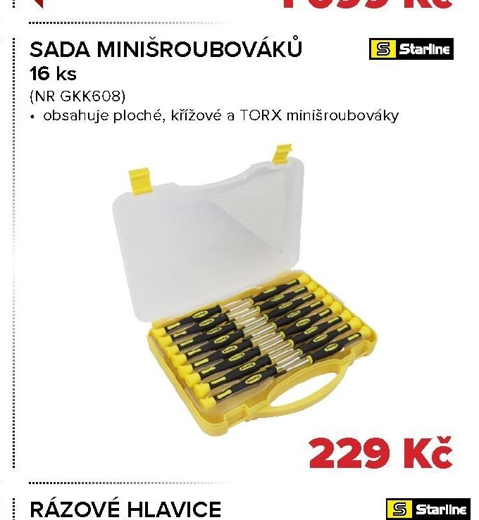 SADA MINIŠROUBOVÁKŮ 16 ks