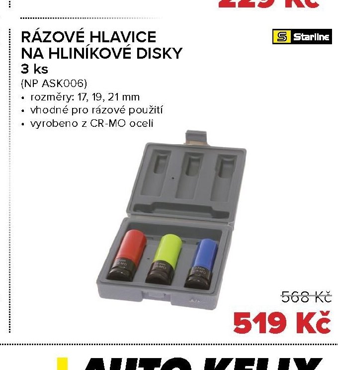 RÁZOVÉ HLAVICE NA HLINÍKOVÉ DISKY 3 ks