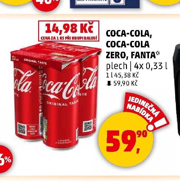 COCA-COLA, COCA-COLA ZERO, FANTA plech 4x 0,33 l - Penny Market aktualniletaky.eu