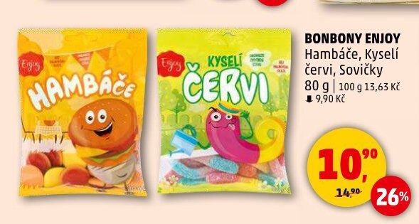 BONBONY ENJOY Hambáče, Kyselí červi, Sovičky - Penny Market aktualniletaky.eu