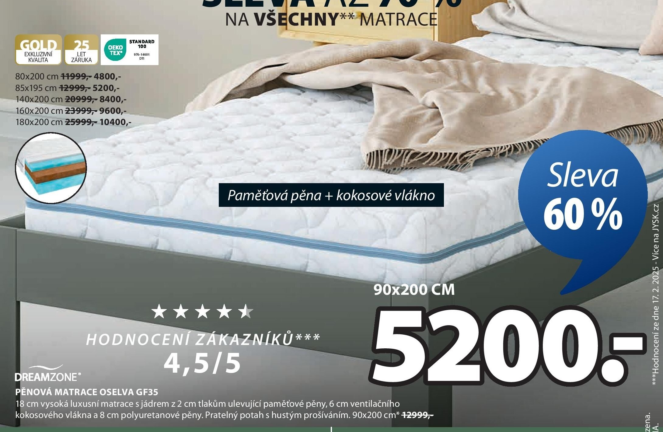 Pěnová matrace OSELVA GF35 - Jysk aktualniletaky.eu