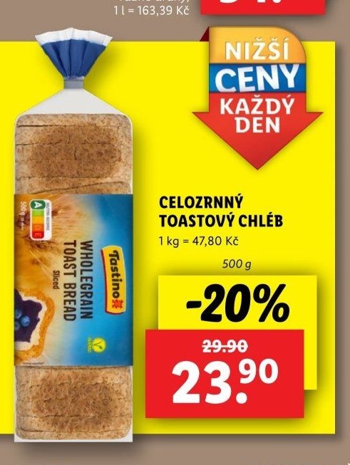 Tastino Celozrnný toastový chléb - Lidl aktualniletaky.eu
