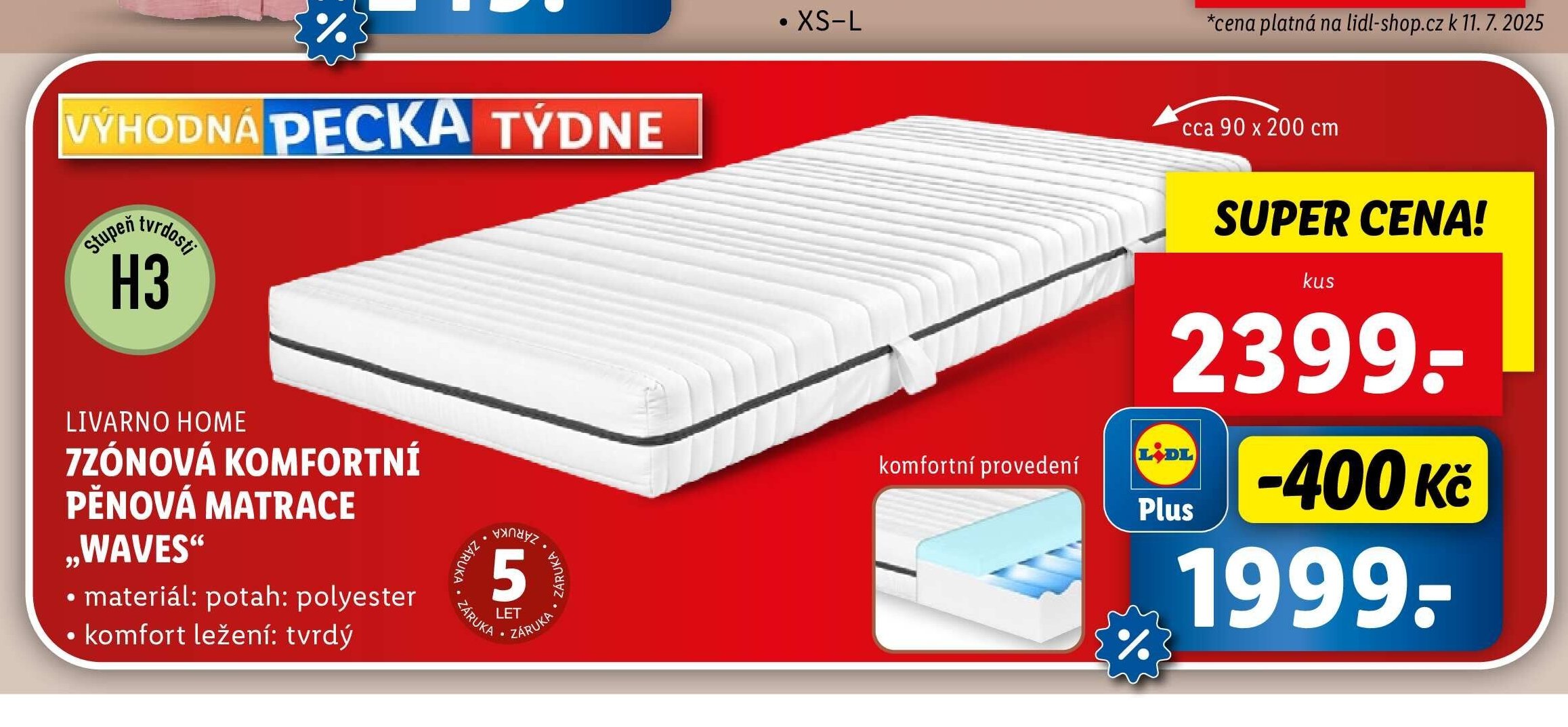 LIVARNO HOME 7ZÓNOVÁ KOMFORTNÍ PĚNOVÁ MATRACE „WAVES“ - Lidl aktualniletaky.eu