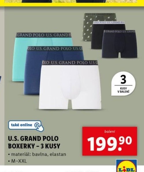 U.S. GRAND POLO BOXERKY – 3 KUSY - Lidl aktualniletaky.eu