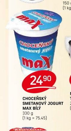 CHOCEŇSKÝ SMETANOVÝ JOGURT MAX BÍLÝ 330 g - FLOP aktualniletaky.eu