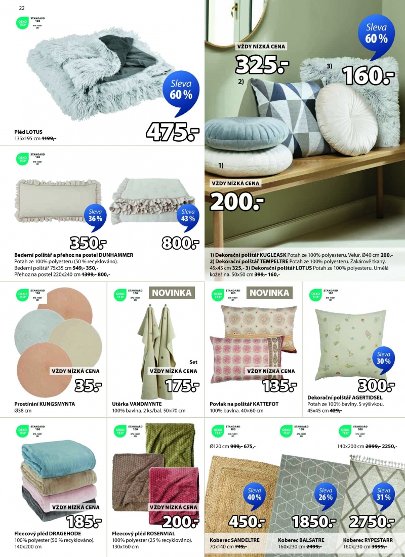 Jayk akční leták - Slevy až 60% Jysk strana 22