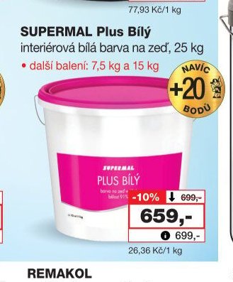 SUPERMAL Plus Bílý interiérová bílá barva - Barvy a laky drogerie aktualniletaky.eu