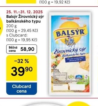 Balsýr Žirovnický sýr balkánského typu - Tesco aktualniletaky.eu