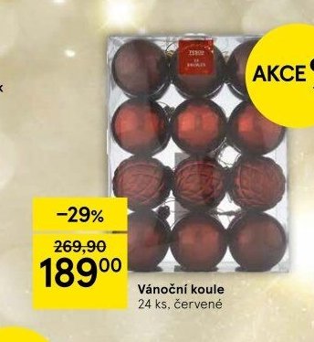 Vánoční koule 24 ks, červené - Tesco aktualniletaky.eu
