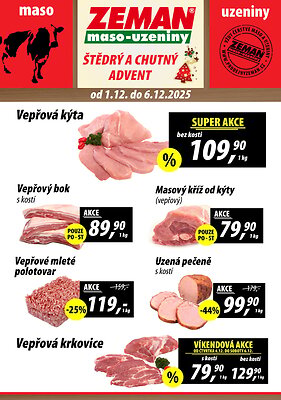 Leták ZEMAN maso - uzeniny ZEMAN maso - uzeniny leták ABC platný od 2025-12-01 do 2025-12-06