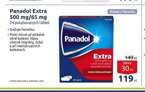 Panadol Extra 500 mg/65 mg 24 potahovaných tablet - BENU Lékárna aktualniletaky.eu