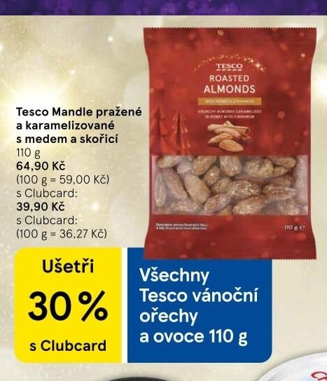 Tesco Mandle pražené a karamelizované s medem a skořicí - Tesco aktualniletaky.eu