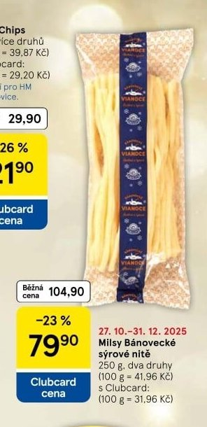 Milsy Bánovecké sýrové nitě - Tesco aktualniletaky.eu