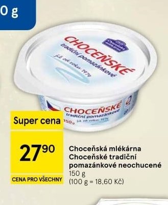 Choceňská mlékárna Choceňské tradiční pomazánkové neochucené - Tesco aktualniletaky.eu