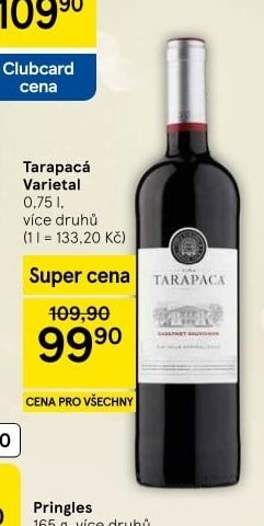 Tarapacá Varietal 0,75 l - Tesco aktualniletaky.eu
