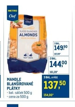 Mandle blanšírované plátky