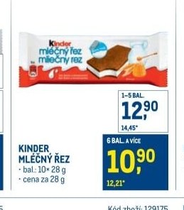 Kinder Mléčný řez