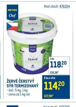 Žervé čerstvý sýr termizovaný