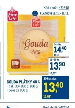 Gouda plátky 48%