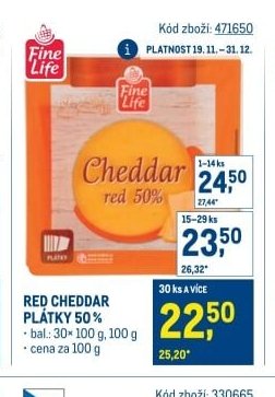 Red Cheddar plátky 50%