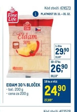 Eidam 30% bloček