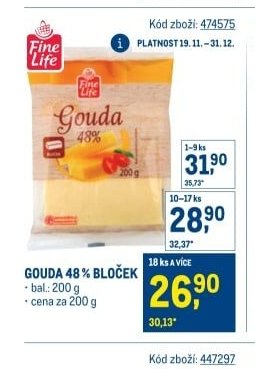 Gouda 48% bloček