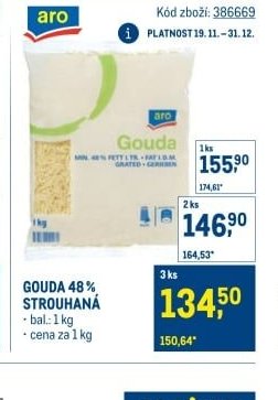 Gouda 48% strouhaná
