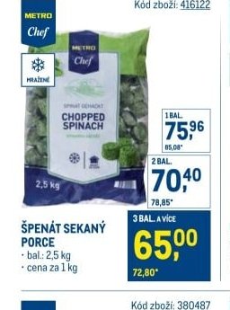 Špenát sekaný porce