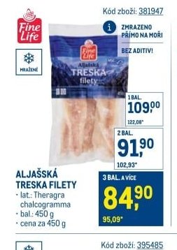 Aljašská treska filety