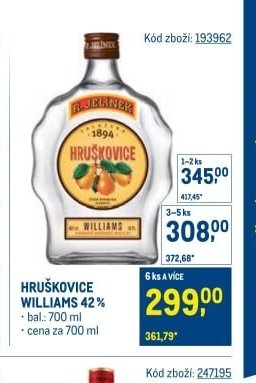 HRUŠKOVICE WILLIAMS 42%