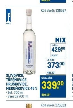 SLIVOVICE, TŘEŠŇOVICE, HRUŠKOVICE, MERUŇKOVICE 45%