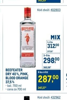 BEEFEATER DRY 40%, PINK, BLOOD ORANGE 37,5%