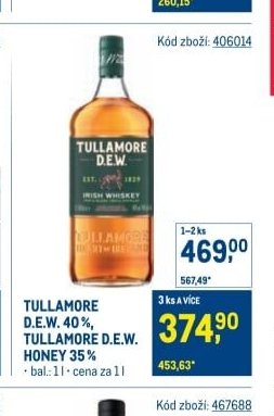 TULLAMORE D.E.W. 40%, TULLAMORE D.E.W. HONEY 35%