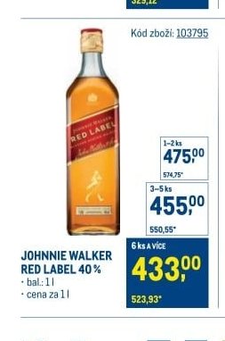 JOHNNIE WALKER RED LABEL 40%
