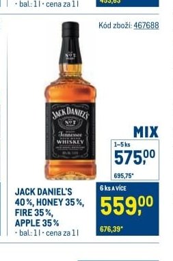 JACK DANIEL'S 40%, HONEY 35%, FIRE 35%, APPLE 35%