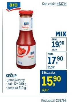 KEČUP jemný/ostrý 12x310 g