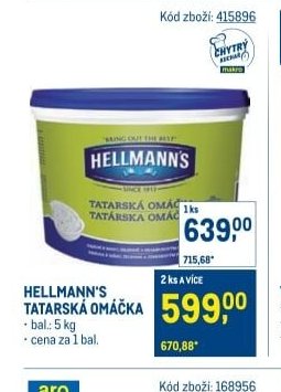 HELLMANN'S TATARSKÁ OMÁČKA 5 kg
