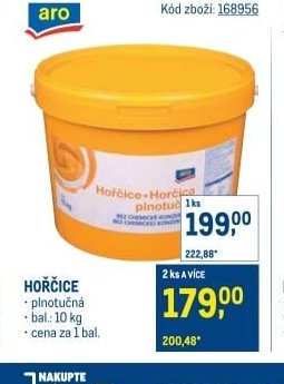 HOŘČICE plnotučná 10 kg