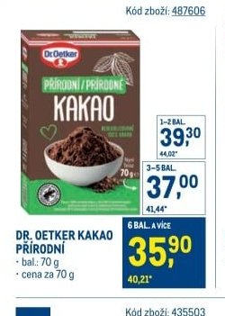 DR. OETKER KAKAO PŘÍRODNÍ