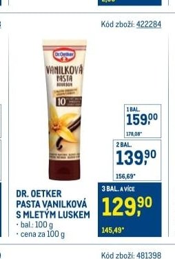 DR. OETKER PASTA VANILKOVÁ S MLETÝM LUSKEM
