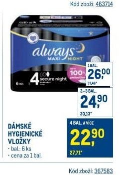 Always dámské hygienické vložky