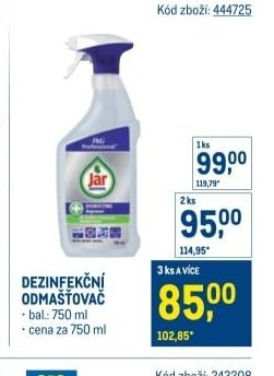 Jar dezinfekční odmašťovač