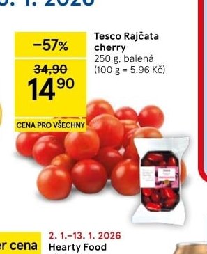Tesco Rajčata cherry 250 g, balená - Tesco aktualniletaky.eu