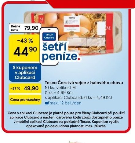 Tesco Čerstvá vejce z halového chovu 10 ks, velikost M - Tesco aktualniletaky.eu