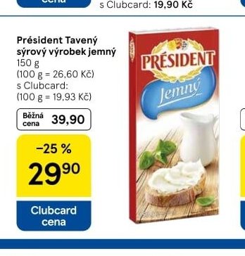 Président Tavený sýrový výrobek jemný 150 g - Tesco aktualniletaky.eu