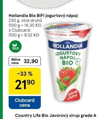 Hollandia Bio BiFi jogurtový nápoj 230 g - Tesco aktualniletaky.eu