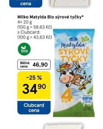 Milko Matylda Bio sýrové tyčky 4x20 g - Tesco aktualniletaky.eu